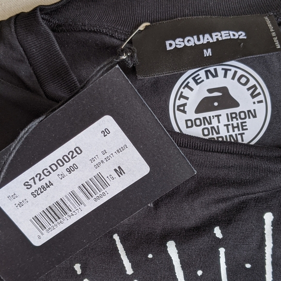 DSQUARED2 Tee Anatomical Heart Graphics Short Sleeve Rounded Collar Black M NWT - Picture 16 of 16